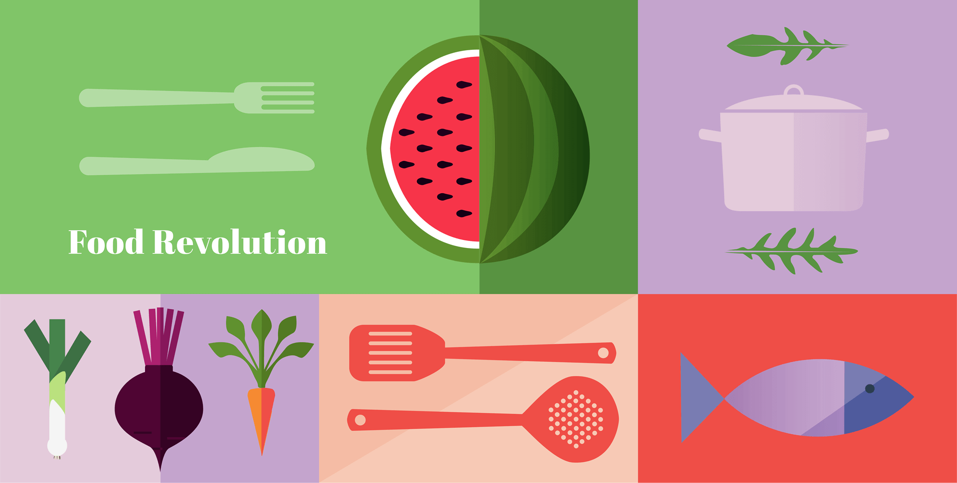 Food revolution graphic panels
