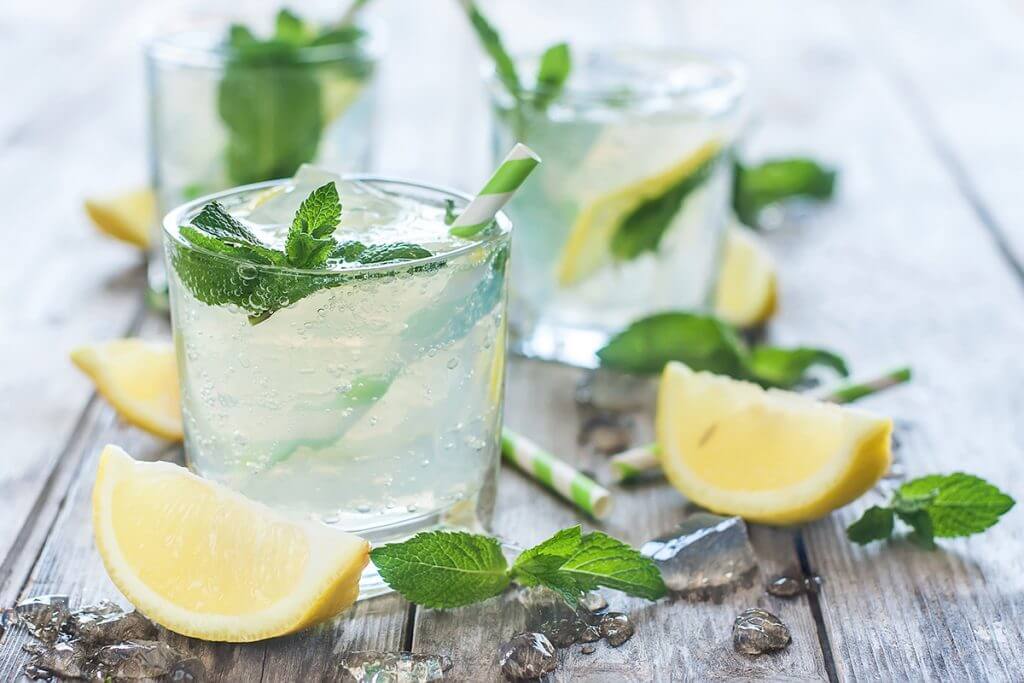 Water with mint and lemon