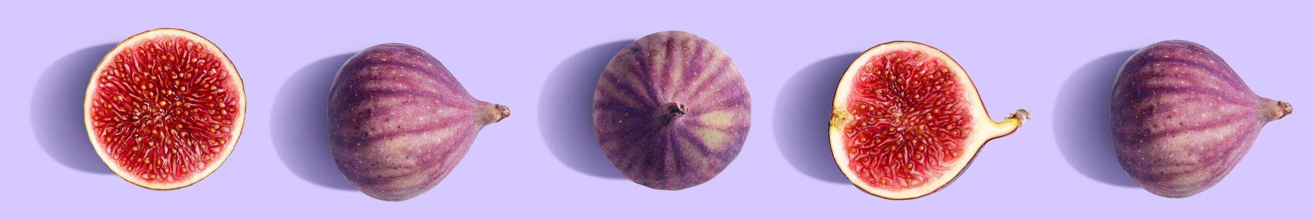 Row of figs against a purple background